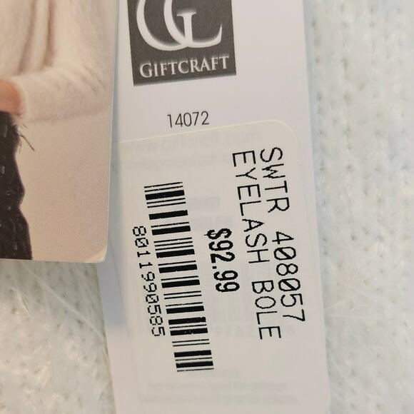 Charlie Paige NWT White Eyelash Soft Open Cropped Cardigan‎ Sweater Size L/XL - Picture 9 of 10